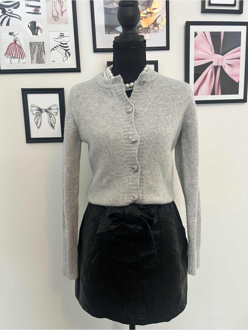 Song of Style Light Gray Button-Front Knit Cardigan